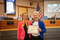 Mary Hatlestad with Mayor Strom